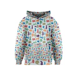 Blue Colorful Cats Silhouettes Pattern Kids Zipper Hoodies by Contest580383