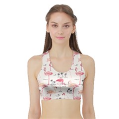 Flamingo Pattern Women s Sports Bra With Border by Contest580383