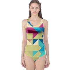 Scattered Pieces In Retro Colors Women s One Piece Swimsuit by LalyLauraFLM