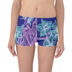 Purple, Pink Aqua Flower Style Reversible Boyleg Bikini Bottoms by Rokinart