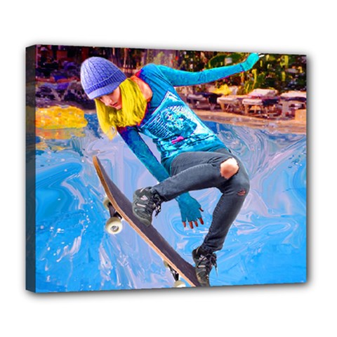 Skateboarding On Water Deluxe Canvas 24  X 20   by icarusismartdesigns