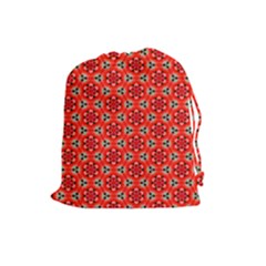 Lovely Orange Trendy Pattern  Drawstring Pouches (large)  by GardenOfOphir
