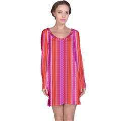 Orange Tribal Aztec Pattern Long Sleeve Nightdresses by GardenOfOphir