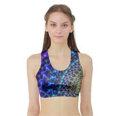 Blue Sunrise Fractal Women s Sports Bra with Border