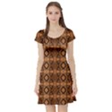 Faux Animal Print Pattern Short Sleeve Skater Dresses View1