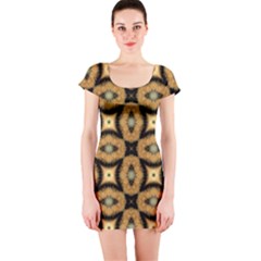 Faux Animal Print Pattern Short Sleeve Bodycon Dresses