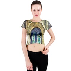 Luebeck Germany Arched Church Doorway Crew Neck Crop Top by karynpetersart