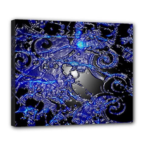 Blue Silver Swirls Deluxe Canvas 24  X 20   by LokisStuffnMore