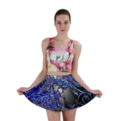 Blue Silver Swirls Mini Skirts by LokisStuffnMore