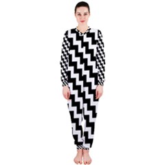 Black And White Zigzag Onepiece Jumpsuit (ladies)  by ElenaIndolfiStyle