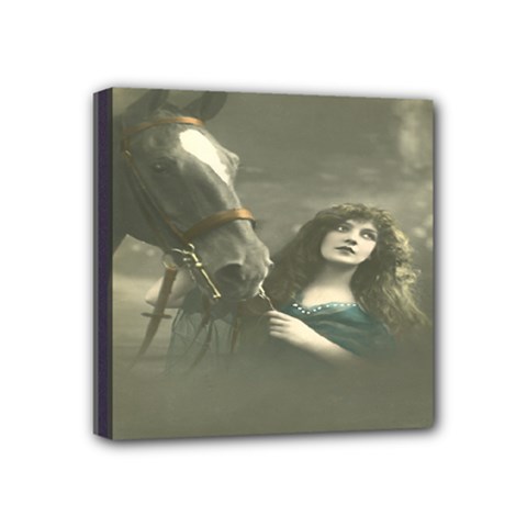 Vintage Woman With Horse Mini Canvas 4  X 4  by LokisStuffnMore