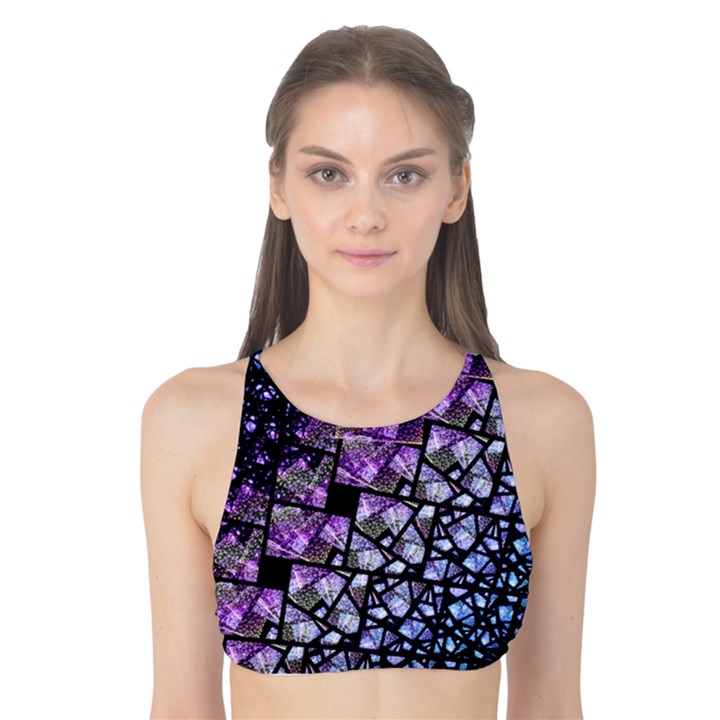 Dusk Blue and Purple Fractal Tank Bikini Top