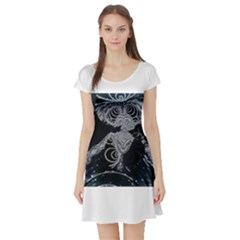 Owl Dark Short Sleeve Skater Dresses