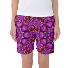 Pink Fractal Kaleidoscope  Women s Basketball Shorts