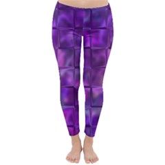 Purple Square Tiles Design Winter Leggings