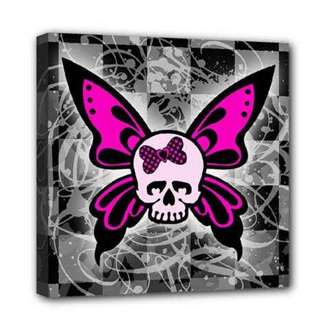 Skull Butterfly Mini Canvas 8  X 8 