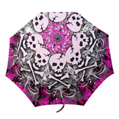 Pink Skull Splatter Folding Umbrellas