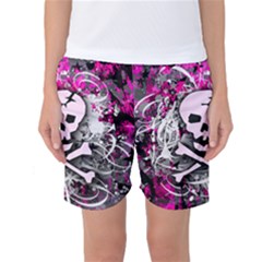 Pink Skull Splatter Women s Basketball Shorts by ArtistRoseanneJones