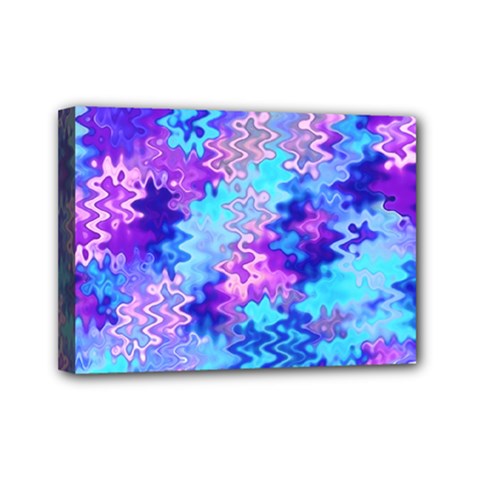 Blue And Purple Marble Waves Mini Canvas 7  X 5  by KirstenStar