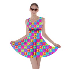 Crazy Yellow And Pink Pattern Skater Dresses by KirstenStar