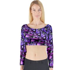  Blue Purple Glass Long Sleeve Crop Top (tight Fit) by KirstenStarFashion