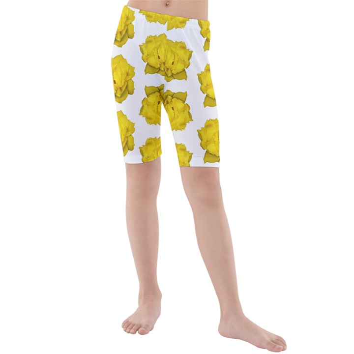 Yellow Rose Pattern Print  Kid s swimwear