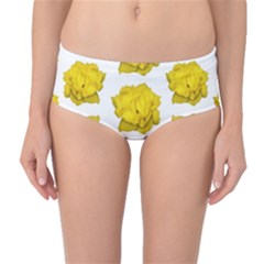 Yellow Rose Pattern Print  Mid-waist Bikini Bottoms by dflcprintsclothing