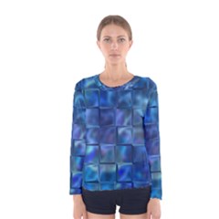 Blue Squares Tiles Women s Long Sleeve T-shirt