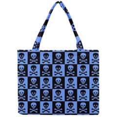 Blue Skull Checkerboard Tiny Tote Bags