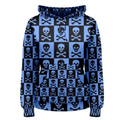 Blue Skull Checkerboard Women s Pullover Hoodies