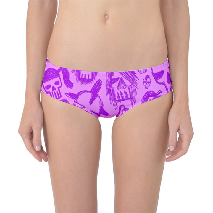 Purple Skull Sketches Classic Bikini Bottoms