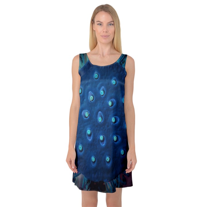 Blue Plant Sleeveless Satin Nightdresses