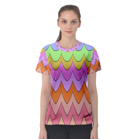 Pastel Waves Pattern Women s Sport Mesh Tee by LalyLauraFLM