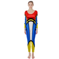 Colorful Distorted Shapes  Long Sleeve Catsuit by LalyLauraFLM