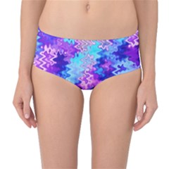 Blue And Purple Marble Waves Mid-waist Bikini Bottoms by KirstenStarFashion