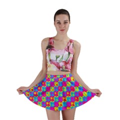 Crazy Yellow And Pink Pattern Mini Skirts by KirstenStarFashion