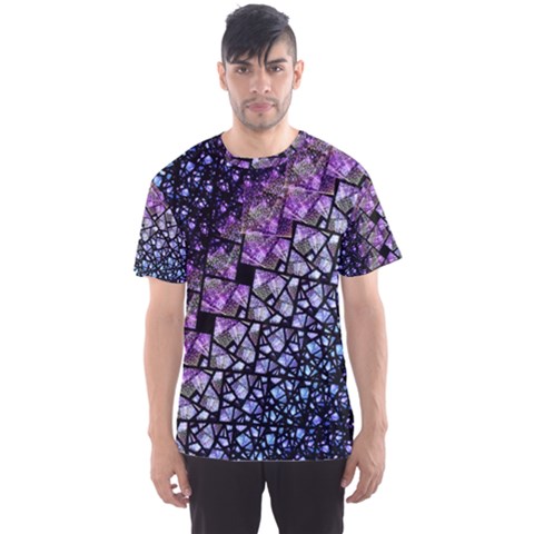 Dusk Blue And Purple Fractal Men s Sport Mesh Tee by KirstenStarFashion