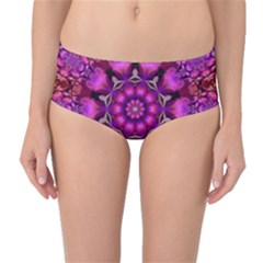 Pink Fractal Kaleidoscope  Mid-waist Bikini Bottoms by KirstenStarFashion