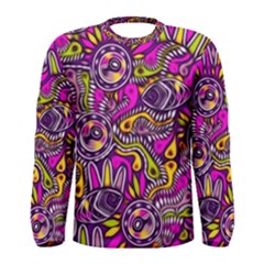 Purple Tribal Abstract Fish Men s Long Sleeve T-shirt