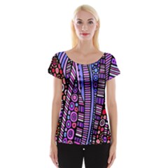 Stained Glass Tribal Pattern Women s Cap Sleeve Top by KirstenStarFashion