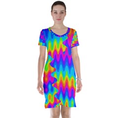 Amazing Acid Rainbow Short Sleeve Nightdresses by KirstenStarFashion