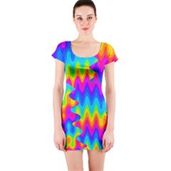 Amazing Acid Rainbow Short Sleeve Bodycon Dresses