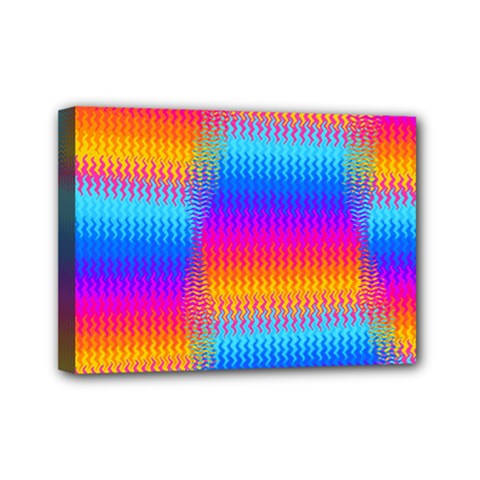 Psychedelic Rainbow Heat Waves Mini Canvas 7  X 5  by KirstenStar