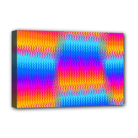 Psychedelic Rainbow Heat Waves Deluxe Canvas 18  X 12   by KirstenStar