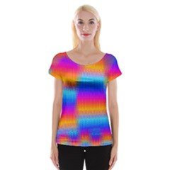 Psychedelic Rainbow Heat Waves Women s Cap Sleeve Top