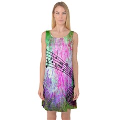 Abstract Music  Sleeveless Satin Nightdresses