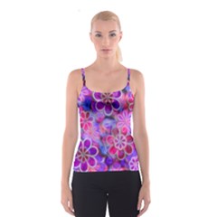 Pretty Floral Painting Spaghetti Strap Tops