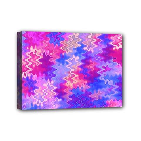 Pink And Purple Marble Waves Mini Canvas 7  X 5  by KirstenStar