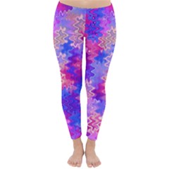 Pink And Purple Marble Waves Winter Leggings by KirstenStar