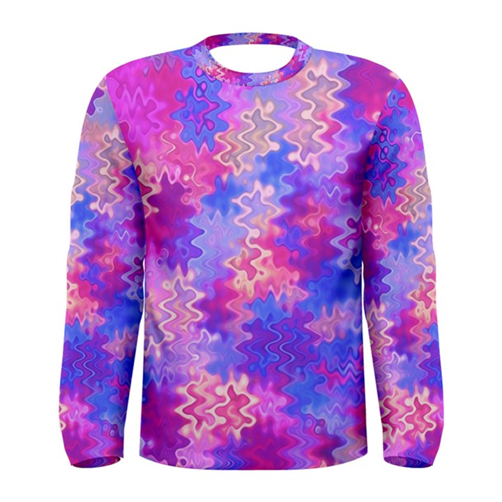 Pink and Purple Marble Waves Men s Long Sleeve T-shirts